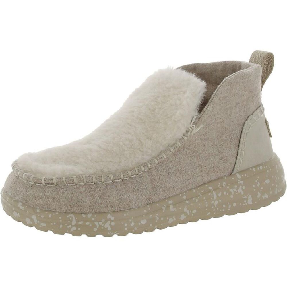 Hey Dude Women's Tan and Cream Plush Slippers